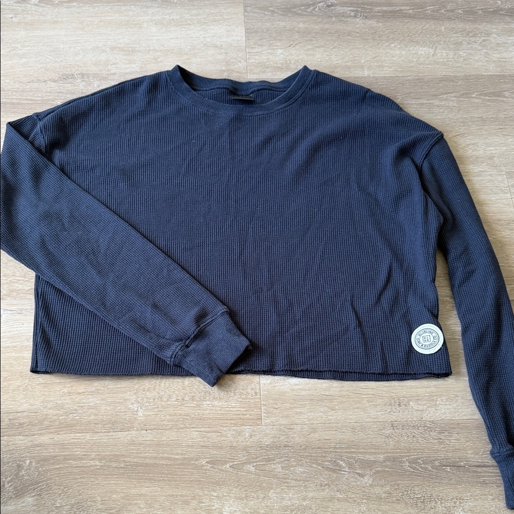 Blueline Surf & Paddle Co Jupiter Cropped Thermal Long Sleeve Top in Navy